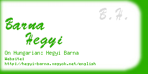 barna hegyi business card